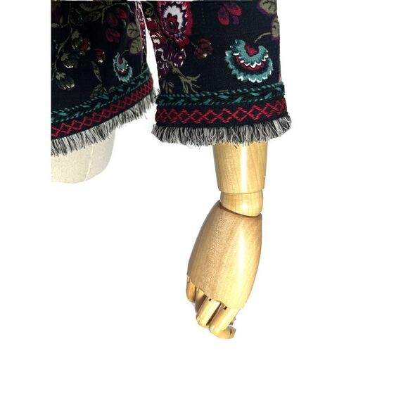 Ann Taylor Loft Black Blazer Jacket Floral Embroidered Fringe Size 8 - Picture 7 of 15